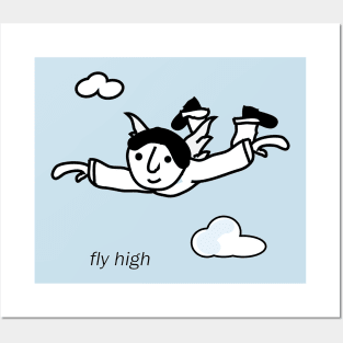 Icarus fly high motivational funny cute doodle Posters and Art